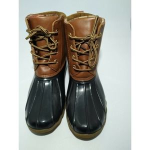 Jessica Carlyle Gavin Ankle Duck Boots Black & Brown Women Size 9